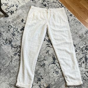 Joie Off-White eyelet Straight Leg Women's pants M